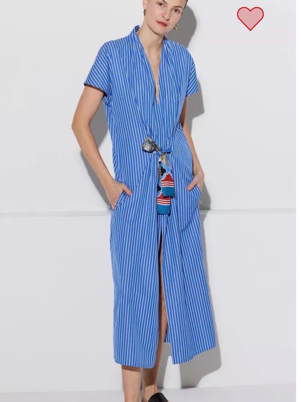 Callas Milano Saffron Cotton Poplin Scarf  Tie-Front Midi Dress size 46/Size 10